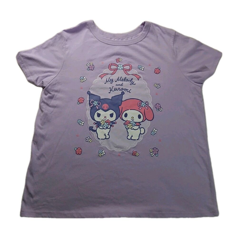 Sanrio Hello Kitty My Melody and Kuromi‎ Graphic T-Shirt Women's Size XL Purple